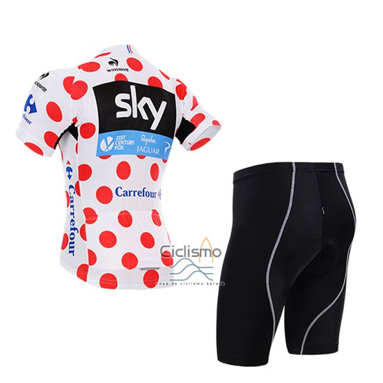 Sky Lider Ropa Ciclismo Culotte Corto 2015 Hombre Mangas Cortas Blanco y Rojo